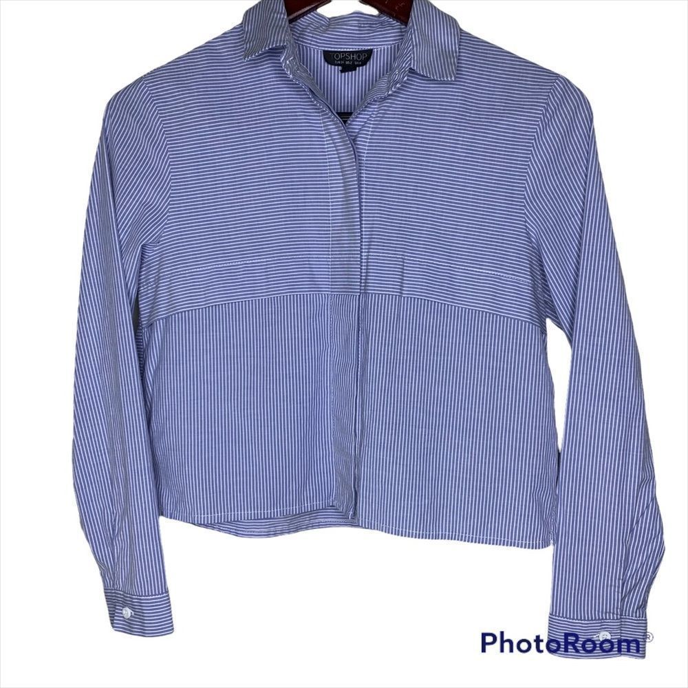 Topshop Shirt Cropped Business Striped